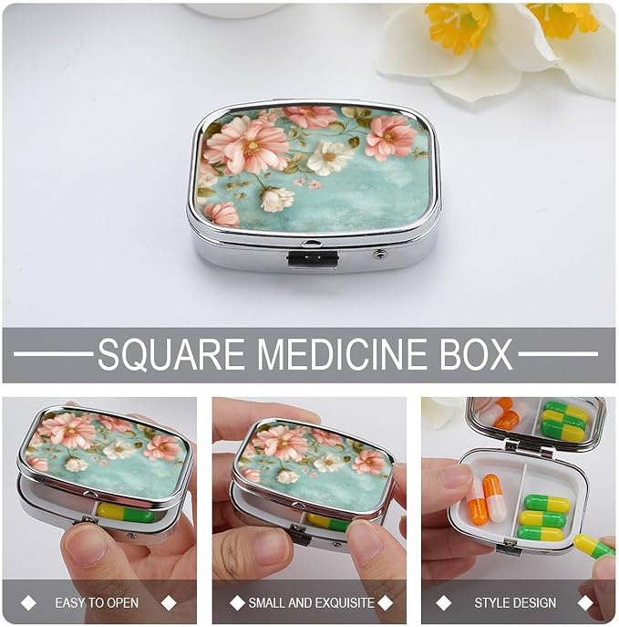 Metal 2 Compartment Pill Organizer Travel Friendly Portable Compact Pill Box - Image 4