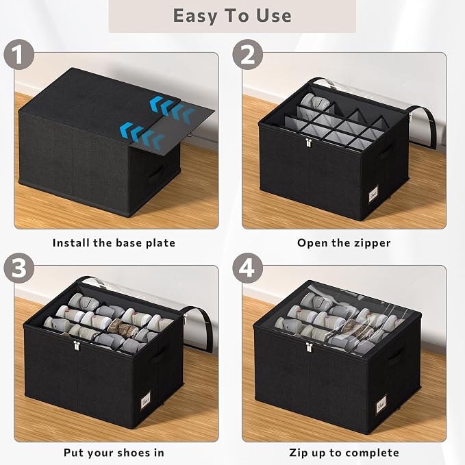 Shoe Organizer for Closet, 2 Pack Sturdy Shoe Storage Bins - Image 3