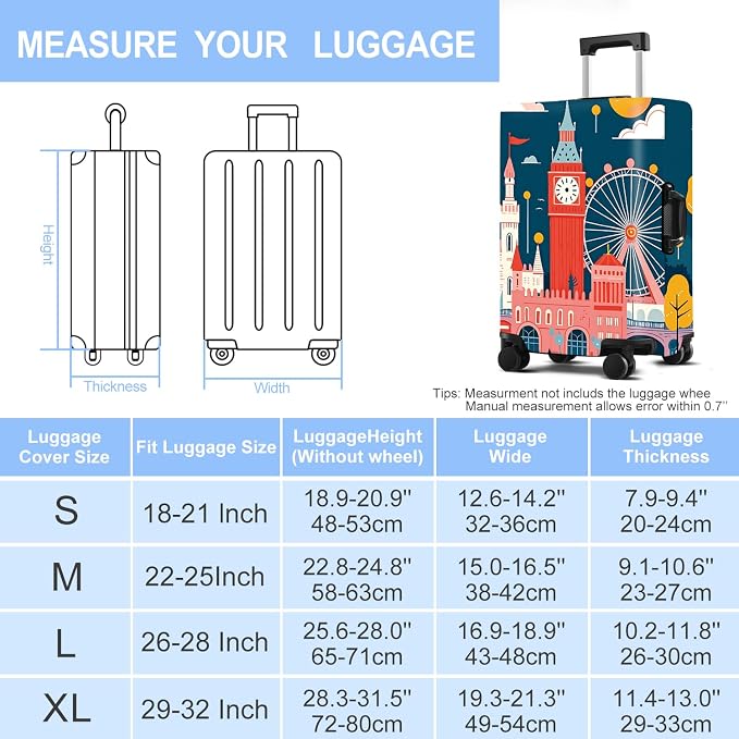 Luggage Cover Washable Suitcase Protector Anti-Scratch, Stretchable Fit - Image 6