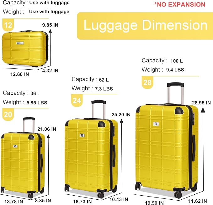 Luggage Sets 4 Piece, ABS PC Lightweight Suitcases - Image 6