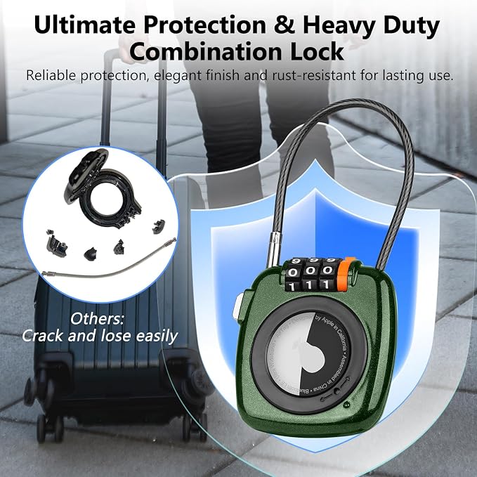 Compatible with Apple AirTag Secure Lock with Wire Cable, 3-Digit Combination - Image 7