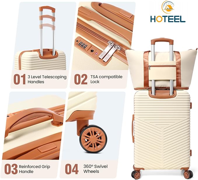 Hoteel 6 Piece Luggage Set Carry on ABS+PC Hard Shell Suitcase - Image 5