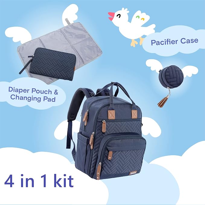 iniuniu Diaper Bag Backpack, 4 in 1 kit Large Unisex Baby Bags - Image 2