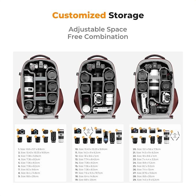 K&F Concept Camera Backpack, Hardshell Photography DSLR Camera Bag - Image 3
