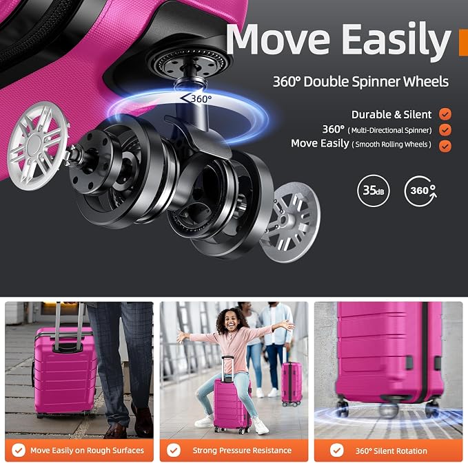 SHOWKOO Luggage Sets Expandable PC+ABS Durable Suitcase Sets Double Wheels TSA - Image 3