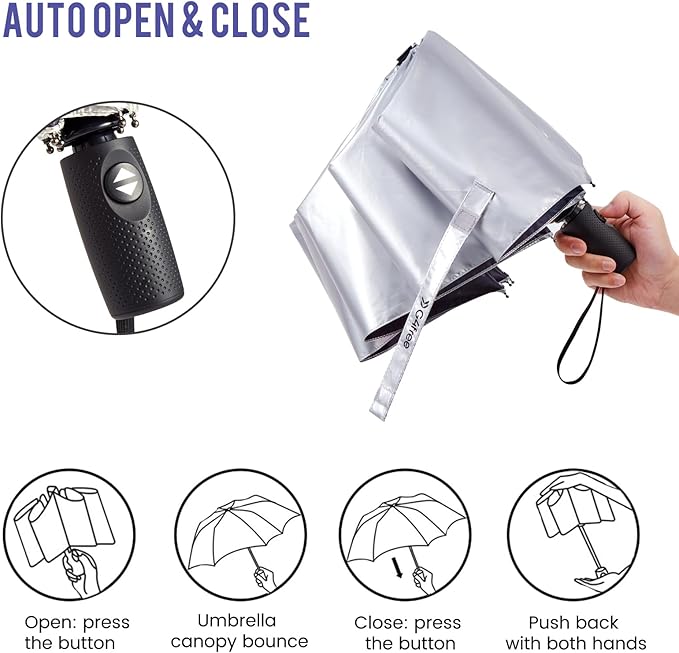 G4Free UPF 50+ UV Protection Large Travel Umbrella 42/46 Inch Auto Open Close - Image 4