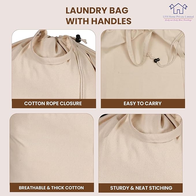 LFH Home Cotton Canvas Large Laundry Bag - Image 3