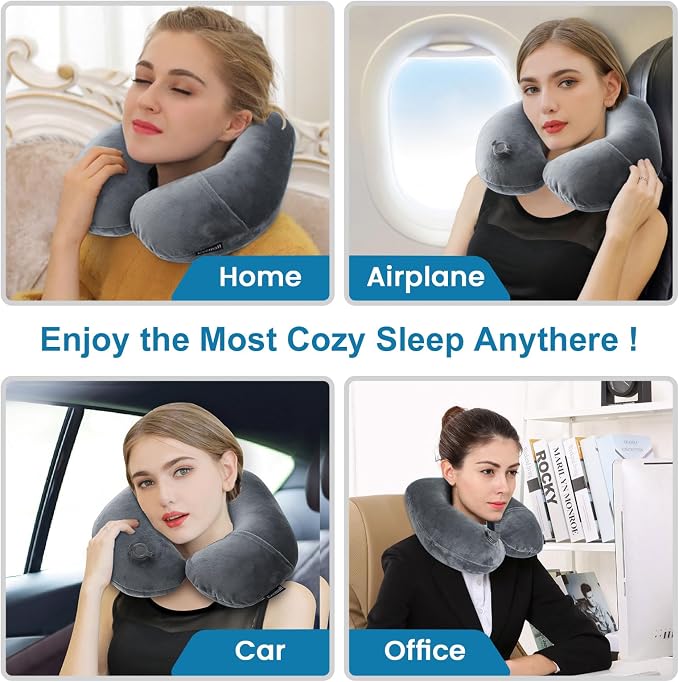 Inflatable Travel Neck Pillow, Super Soft Plane Neck Support Pillow - Image 5