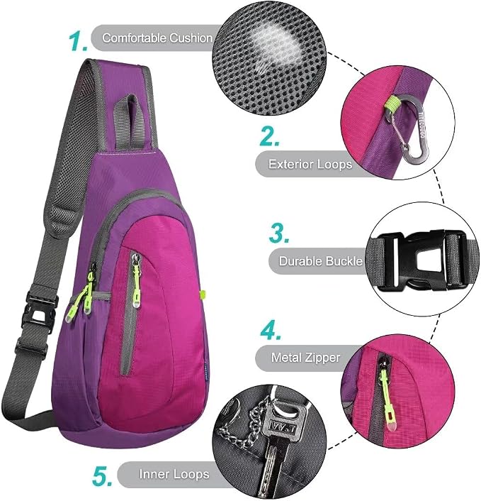 TITECOUGO Small Sling Bag, Lightweight Crossbody Backpack - Image 5
