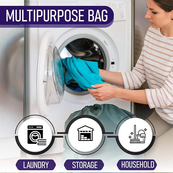 Laundry Bag with Locking Closure Drawstring – Extra Large Heavy Duty 100% Nylon - Image 6