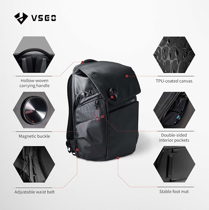 VSGO 25L Professional Camera Backpack, Extra Large Capacity, Travel & Commuting - Image 2