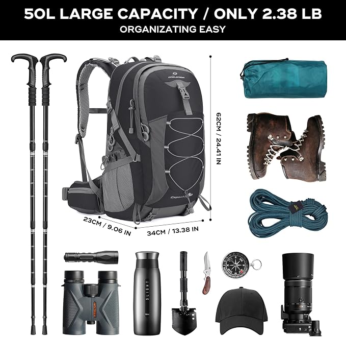 Maelstrom Hiking Backpack, Camping Backpack, 50L Waterproof Hiking Daypack - Image 3