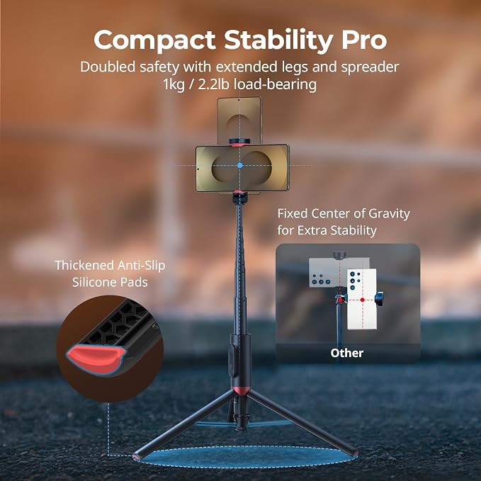 SmallRig x Drex Lee Boom Selfie Stick ST30 Lite, 57.9" Automatic Tripod Stand - Image 6