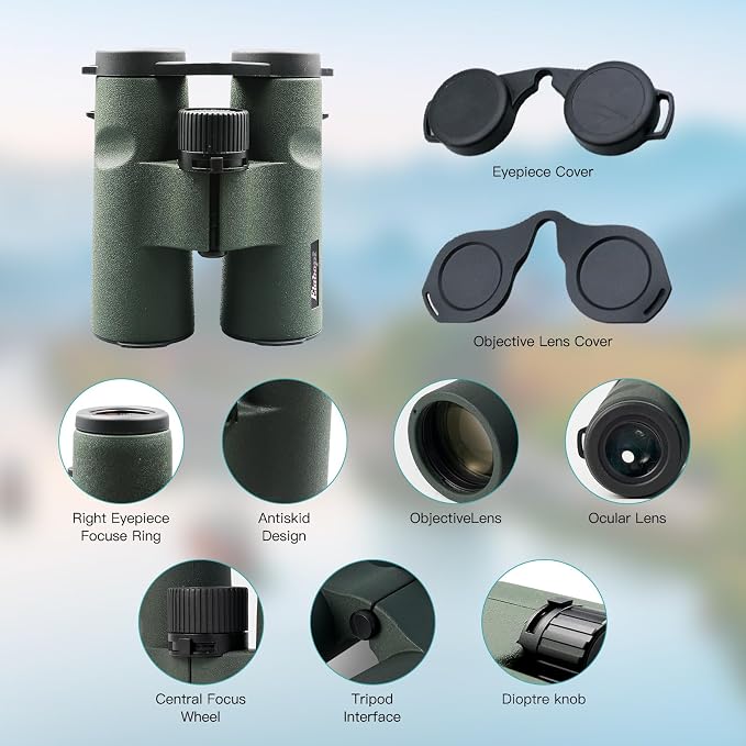 10x42EDII Compact Binoculars for Adults – High-Powered BAK4 Prisms, Diamond - Image 2