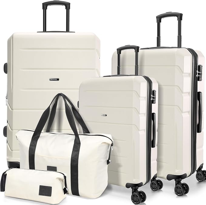 Hoteel Luggage Sets 5 Piece, ABS+PC Hard Shell Expandable Suitcases by HOTEEL