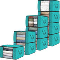 Fab totes 10 Pack Clothes Storage, Foldable Thick Fabric Blanket Storage Bags by Fabtotes