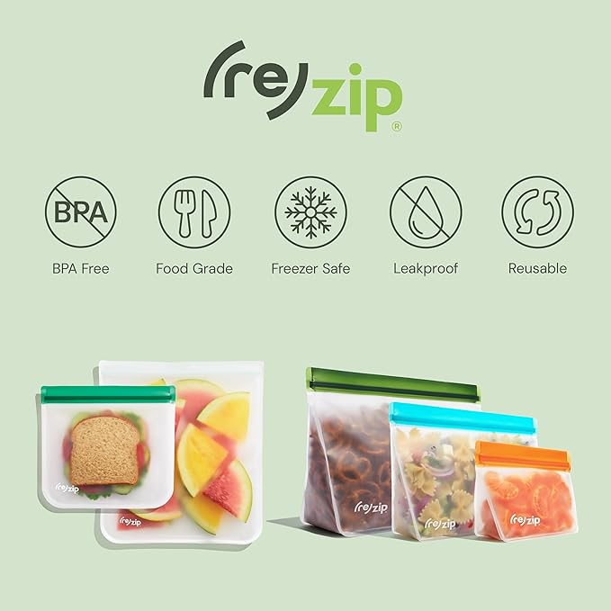 zip 5-pack Stand-Up Reusable Bags | BPA-Free, Food Grade, Freezer and - Image 5