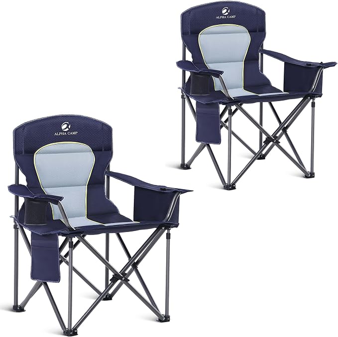 ALPHA CAMP Oversized Camping Chair Heavy Duty Lawn Chair by ALPHACAMP