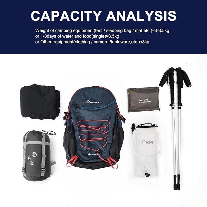 MOUNTAINTOP Hiking Backpack, 30L Camping Backpack, Men Women Hiking Daypack - Image 7