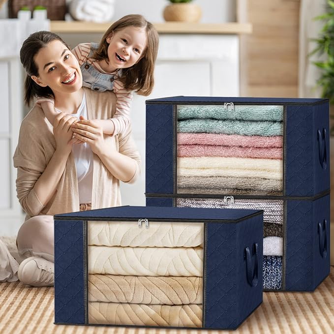 Fab totes 6 Pack Clothes Storage, Foldable Thick Fabric Blanket Storage Bags - Image 7
