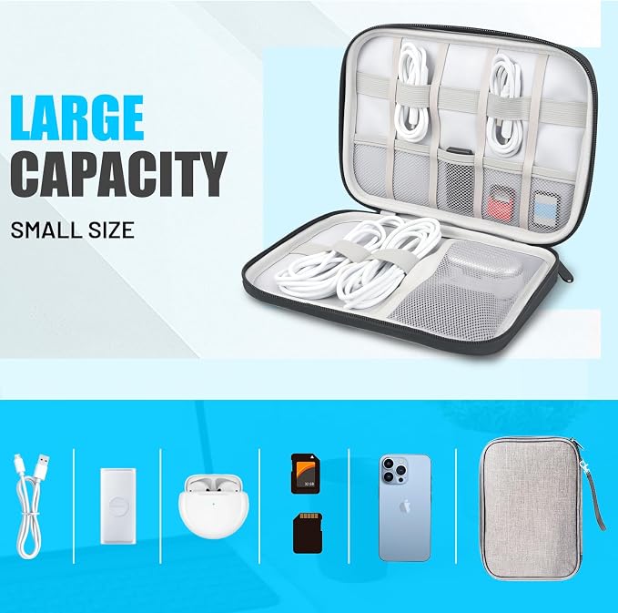 Travel Cable Organizer Bag, Electronics Organizer Tech Pouch - Image 6