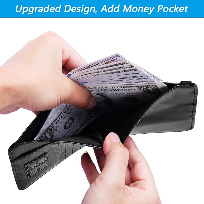 Airtag Passport Holder Cover Wallet Travel Essentials RFID Blocking Leather - Image 4