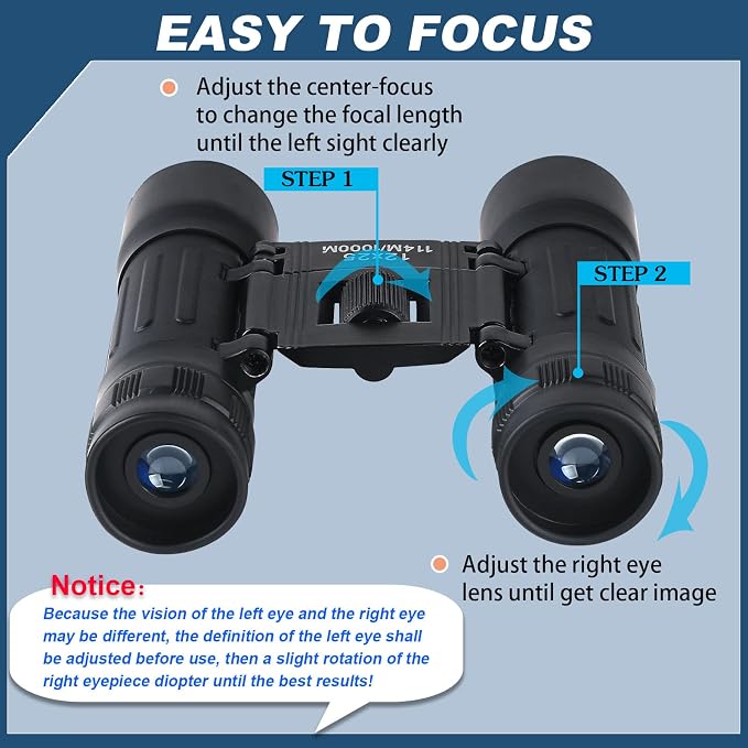 12x25 Compact Binoculars, High Powered Easy Focus Binoculars, Portable Large - Image 6