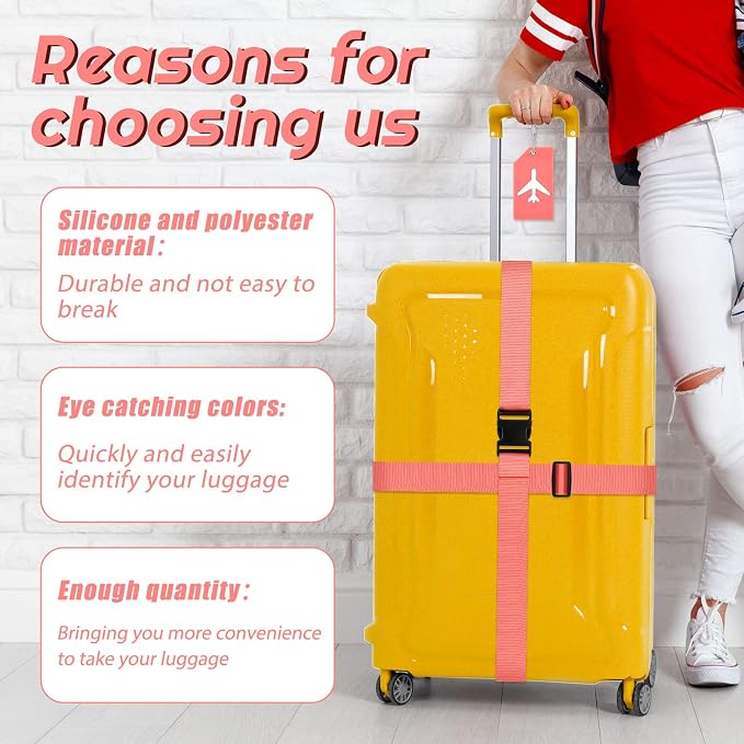 Weewooday 8 Pcs Luggage Straps Suitcase Tags Set - Image 4