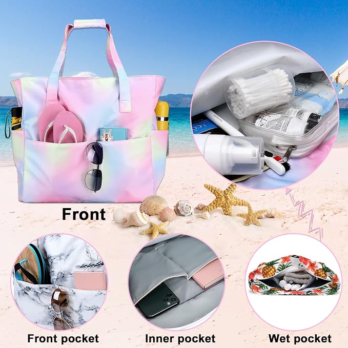 Beach Pool Bags Tote for Women Ladies Large Gym Tote Carry On Bag - Image 3