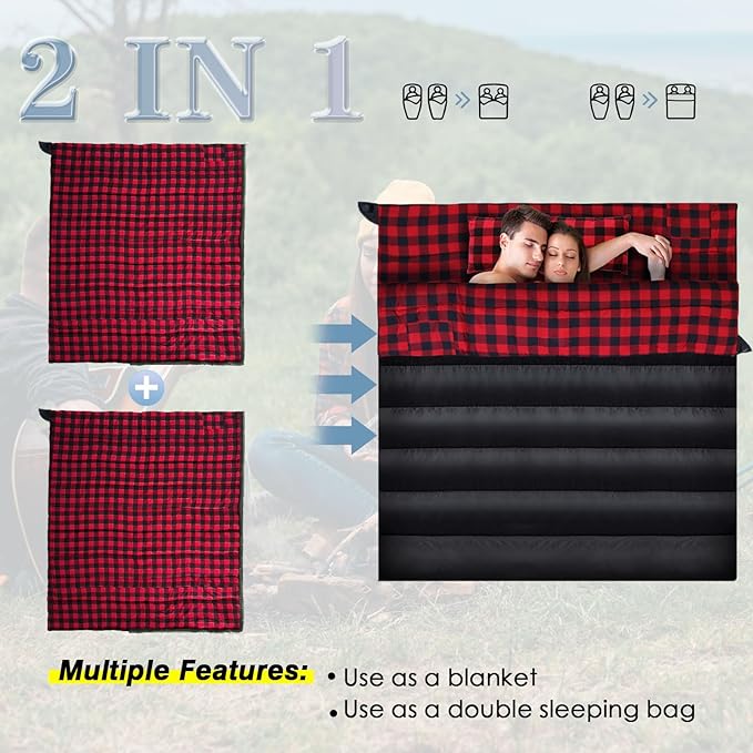 0 Degree Sleeping Bag Cotton Flannel Winter Cold Weather - Image 5