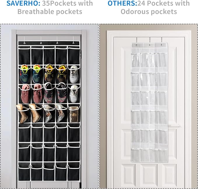 35 Pockets Over the Door Shoe Organizer, Hanging Shoe Organizer - Image 4