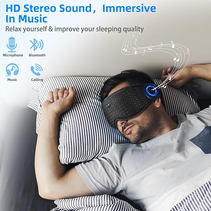 Sleeping Eye Mask with Headphones, Wireless Bluetooth 5.4 Sleep Mask - Image 3