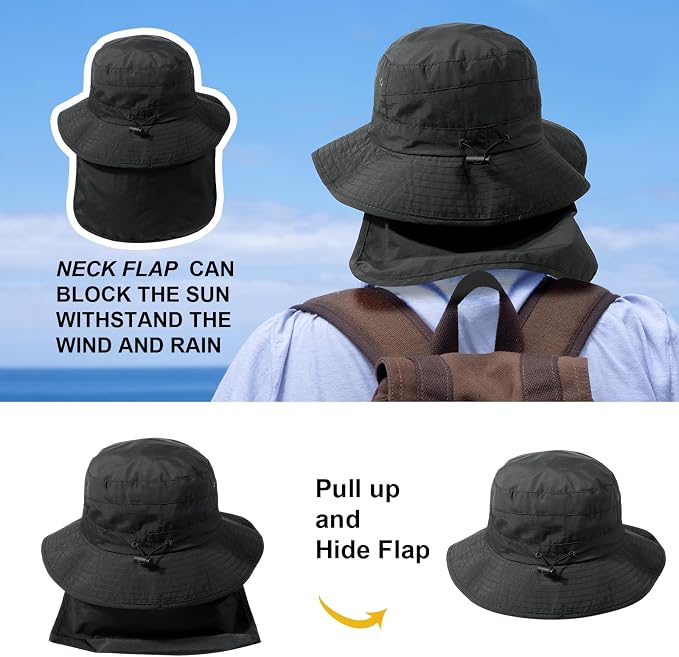 Water-Resistant Sun UPF 50+ Bucket Hat Protection Packable Brimmed Boonie - Image 6
