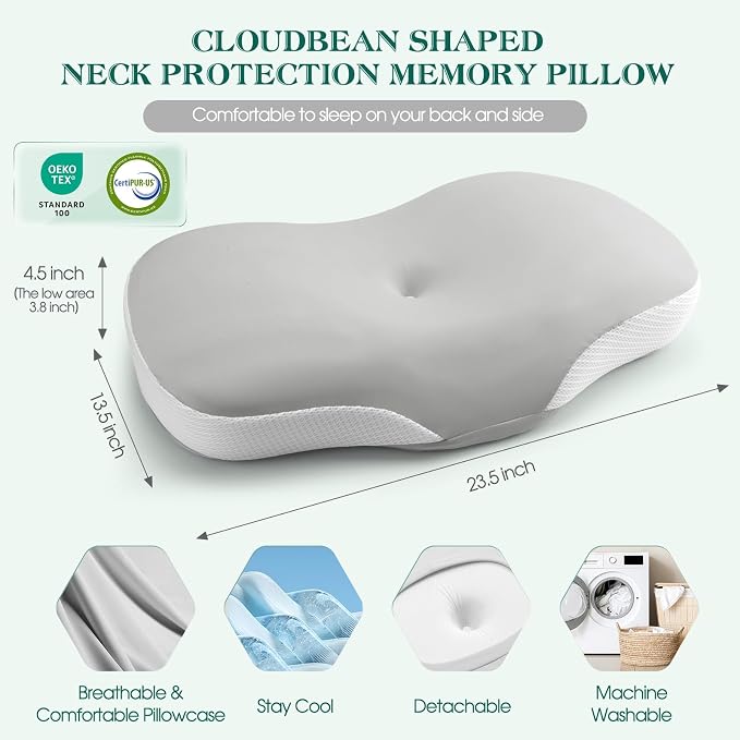 Cervical Pillow for Neck and Shoulder Support, Ergonomic Memory Foam Contour - Image 5