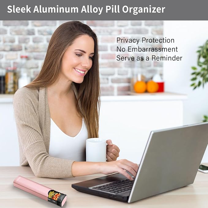 Metal Weekly Pill Organizer, Serfeymi Aluminum Daily Pill Box, 7 Day Pill Case - Image 2