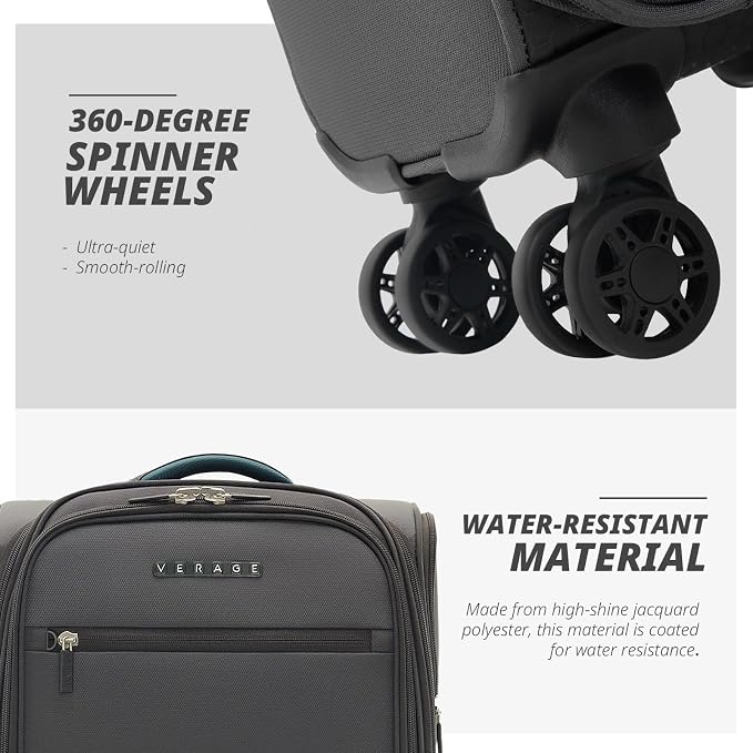 Verage Under Seat Luggage with Wheels, Softside Small Suitcase Spinner Carry On - Image 5