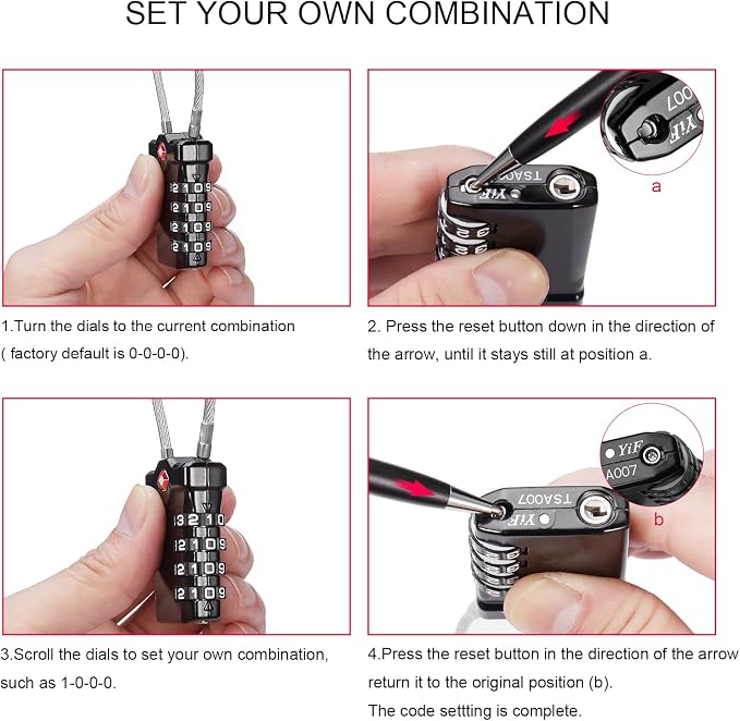 ZHEGE TSA Approved Luggage Lock, Travel Lock, 000 Combination Options, 5.5in - Image 7