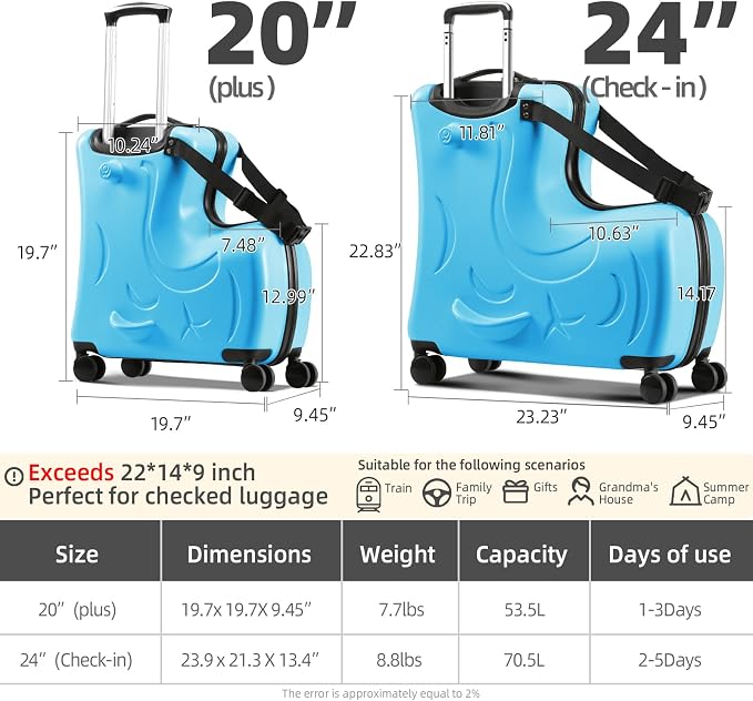 Kids Ride-On Suitcase, Hardside Rolling Luggage - Image 7