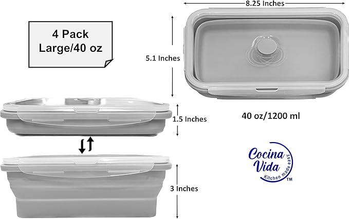 Cocina Vida Collapsible Silicone Food Storage Containers - Image 3