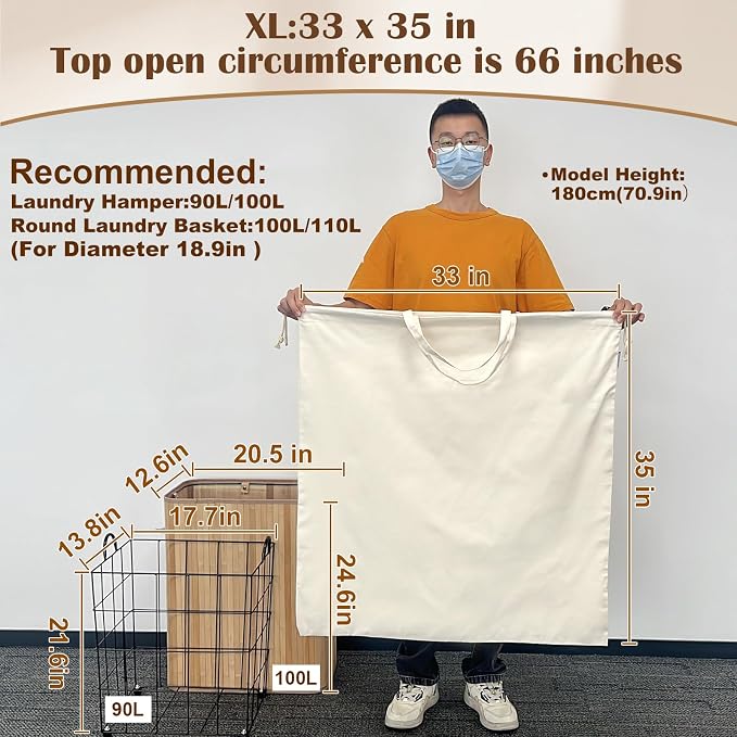 Canvas Laundry Bag 33"x 35", Thick Cotton Laundry Bag - Image 2