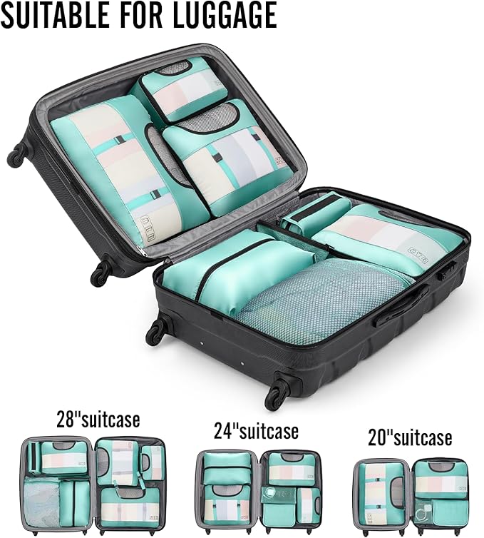 Veken 8 Set Packing Cubes for Travel Essentials, Suitcase Organizer Bags in 4 - Image 6