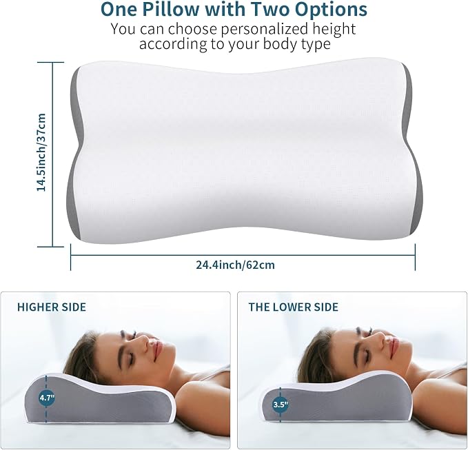Cervical Neck Pillow for Pain Relief, Contour Memory Foam Pillows for Sleeping - Image 2