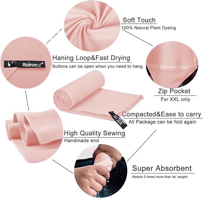 Rainleaf Microfiber Towel Perfect Travel & Gym & Camping Towel. Quick Dry - Image 3