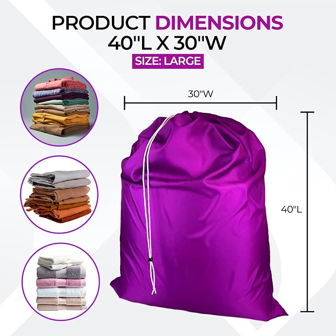 Laundry Bag with Locking Closure Drawstring – Extra Large Heavy Duty 100% Nylon - Image 2