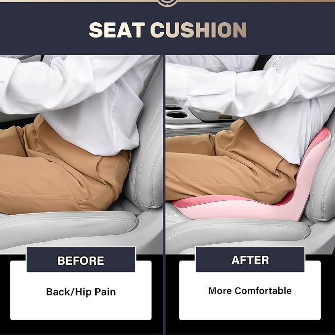 Coverado Car Seat Cushion and Lumbar Support Pillow One Piece, Memory Foam - Image 5