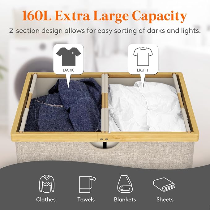 Lifewit 160L Double Laundry Hamper - Image 2