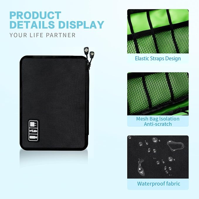 Electronics Travel Organizer, Portable Waterproof Electronic Travel Storage Bag - Image 3