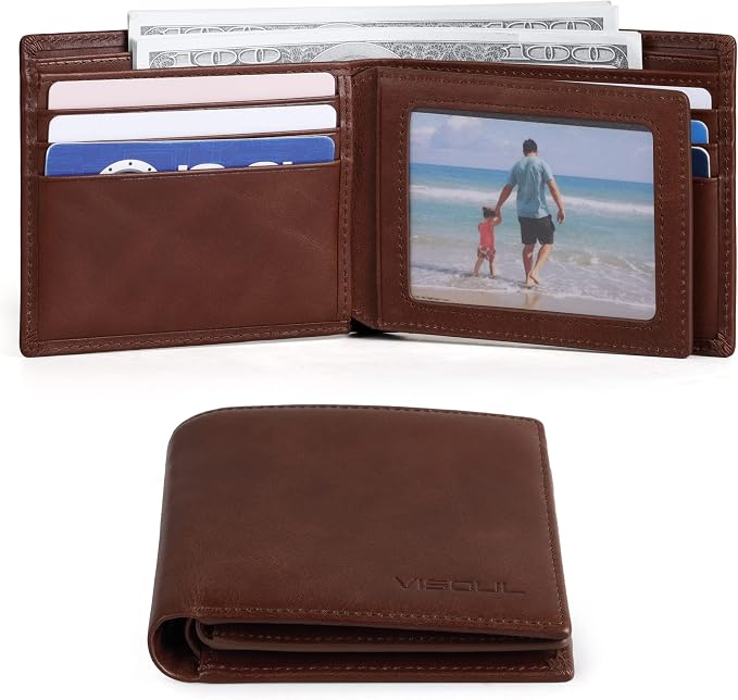 VISOUL Leather Wallets Bifold for Men - Image 2