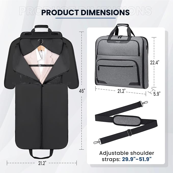 Garment Bags for Travel, Double Layered Carry on Garment Bag - Image 2