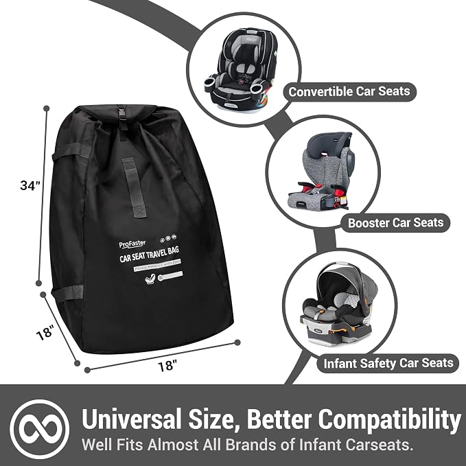 Car Seat Travel Bag Backpack for Air Travel Universal Infant Carseat Gate Check - Image 2